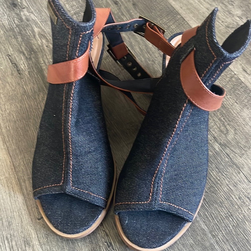 Extreme by Eddie Marc denim sandals ankle strap Sz 6